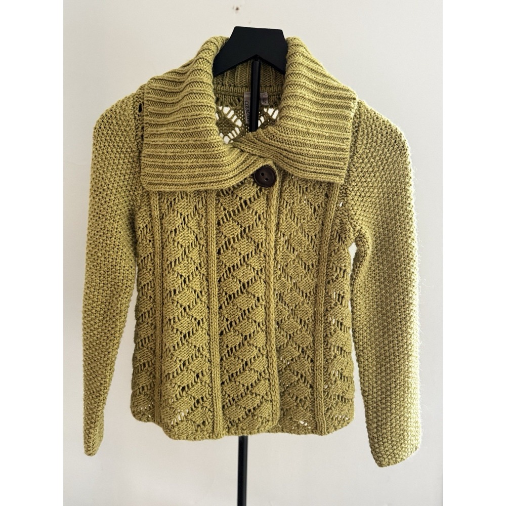 💙Caslon XS Petite Open Knit Cardigan Light Green‎ Boho Cottagecore Sweater